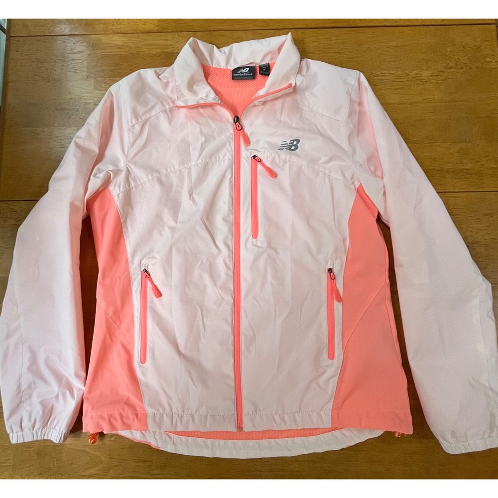 New Balance Run Light Pack Neon Orange Pockets Windbreaker Rain Jacket, Size M